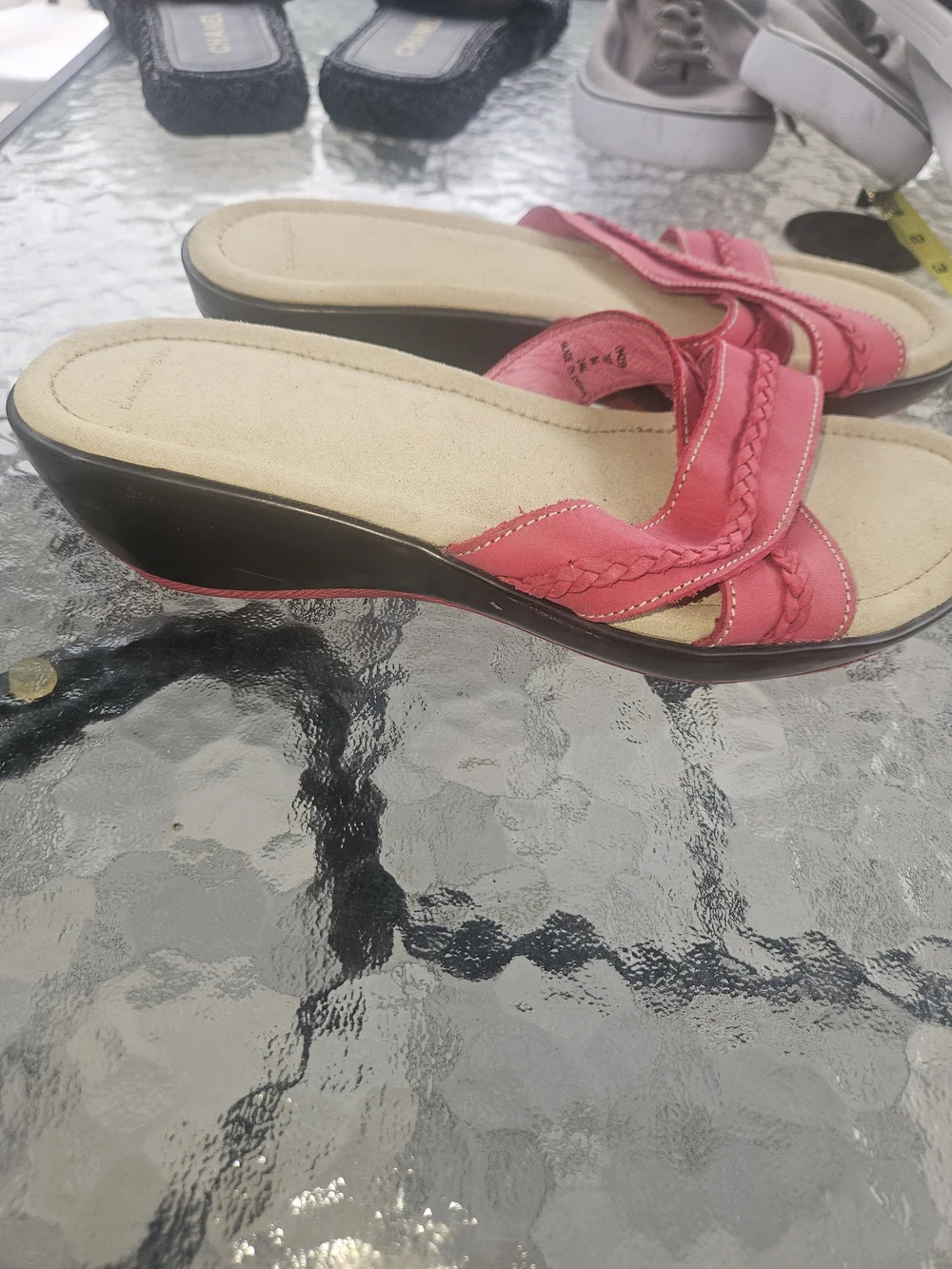 Lands' End Women's Pink Braided Slide Sandals